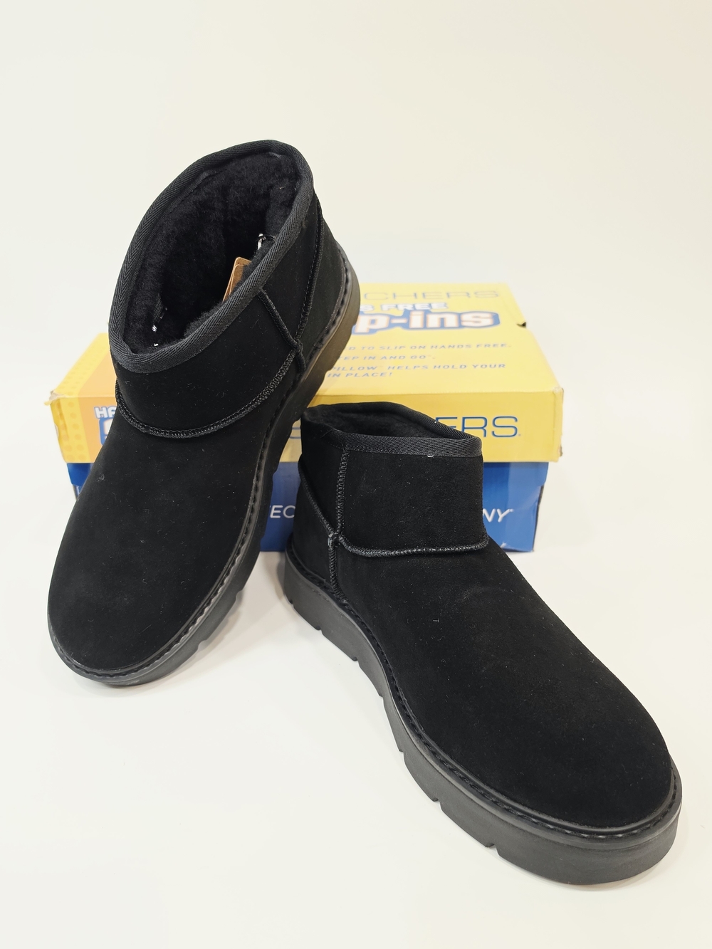 Skechers Keepsakes Cozy Mini Black Suede Short Ankle Boots
